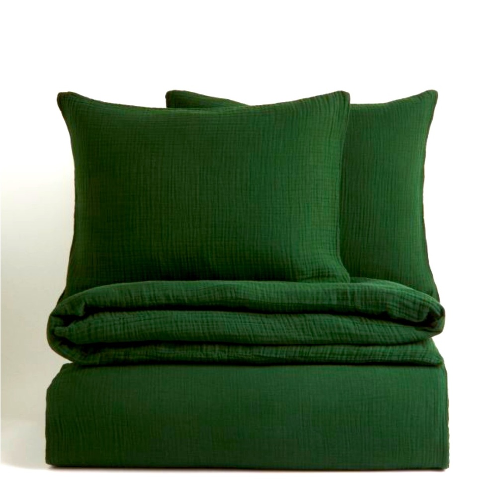 H&M Muslin Quenn Duvet Cover Set (emerald green)